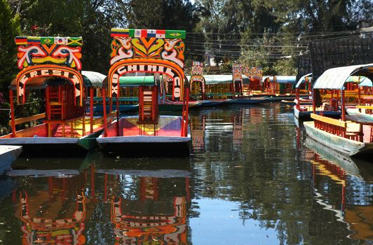 Floating garden on boat in Mexico city, Xochimilco