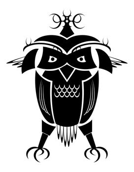 a stylided tribal design of an owl