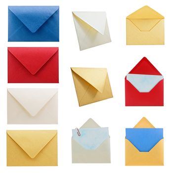 Hi res collection of different kind of envelopes, with clipping path.