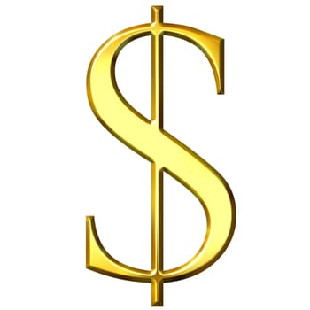 3d golden dollar symbol isolated in white