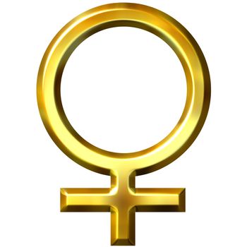 3d golden female symbol isolated in white