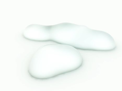 Some abstractly shaped water droplets.