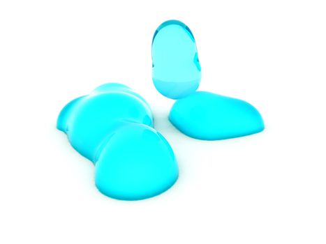 Some abstractly shaped water droplets.