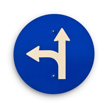 Two ways blue traffic sign, clipping path excludes the shadow.