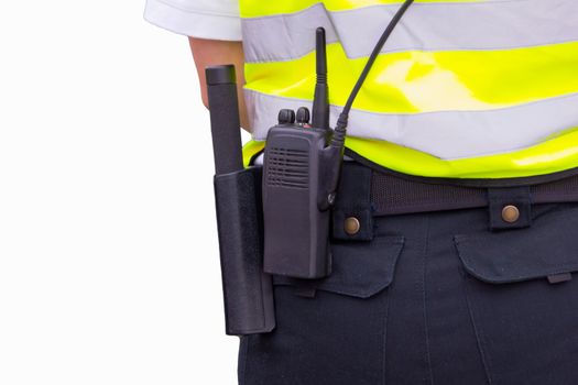 Closeup photograph of a security officer belt.