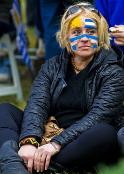 Montevideo - June 26 2010 : Uruguayan football fun watching the match between Uruguay and South Korea  in the 2010 world cup