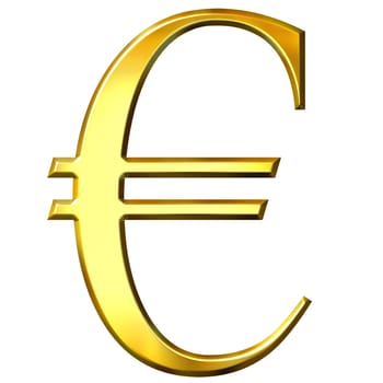 3d golden euro symbol isolated in white