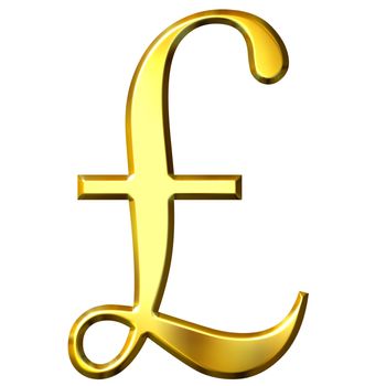 3d golden pound symbol isolated in white