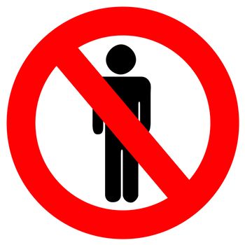 No men sign isolated in white