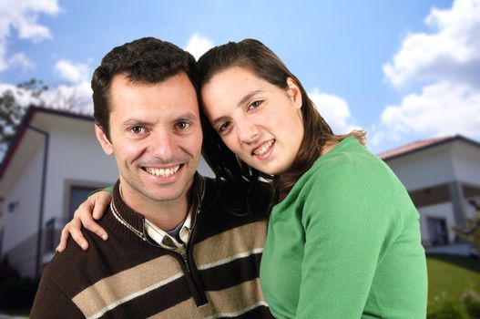 casual young couple in the park