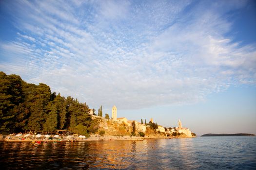 A beach area on the coast of Rab, Croatia 