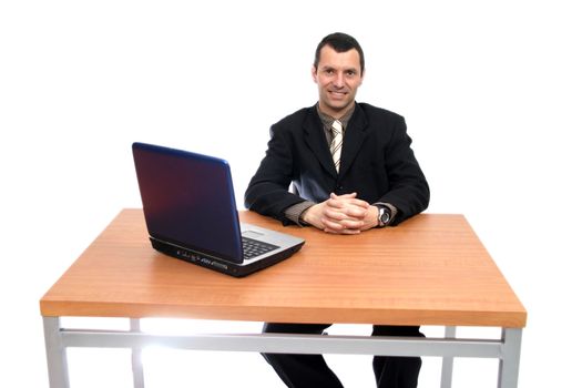 businessman over white studio background