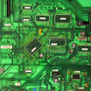 Green circuit board detail.
