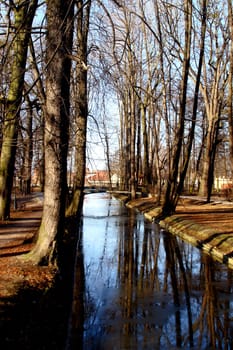 hot winter park with river - Poland scene