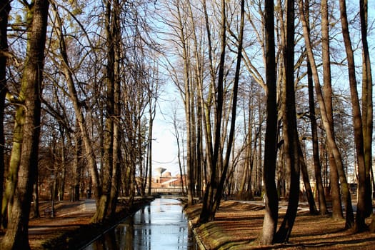 hot winter park with river - Poland scene