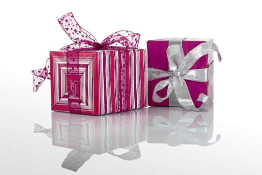 Christmas season! Beautiful gift boxes with reflection