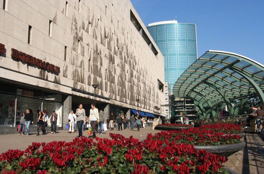Department stores and people shopping in Rotterdam, Holland