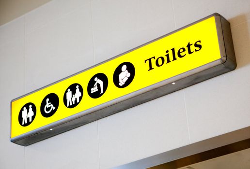 A sign for a public bathroom - Toilets