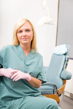 A portrait of a dental worker, dentist or assistant