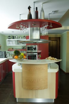 Red modern kitchen