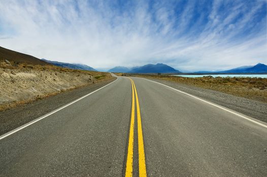 Empty road in Patagonia, in the south of  Argentina.