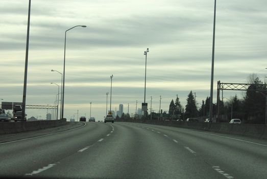 Traffic on I-5 in Seattle Washington