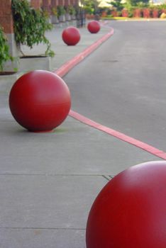 Red balls in front of a target store