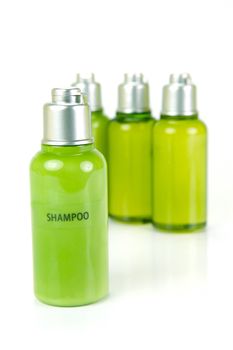 Hair and body products isolated against a white background