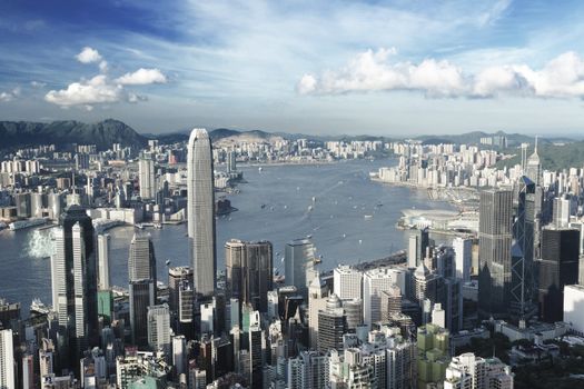 Hong Kong city in low saturation