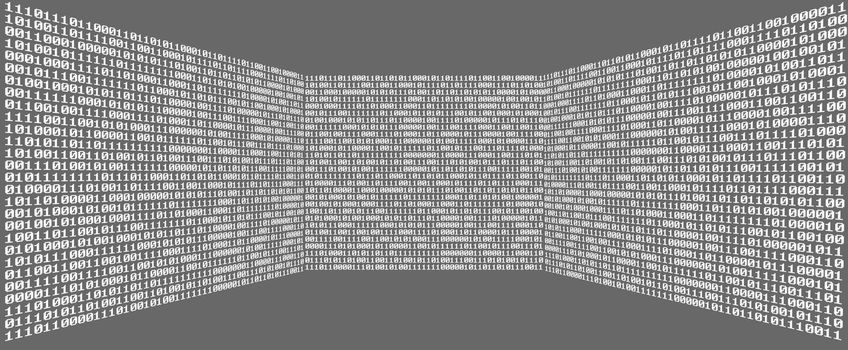 Digital room with binary numbers 0 and 1