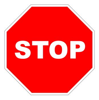Stop traffic sign isolated on white