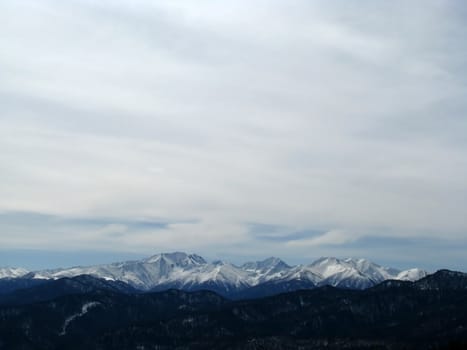 High mountains; snow peaks; caucasus; the Main Caucasian ridge