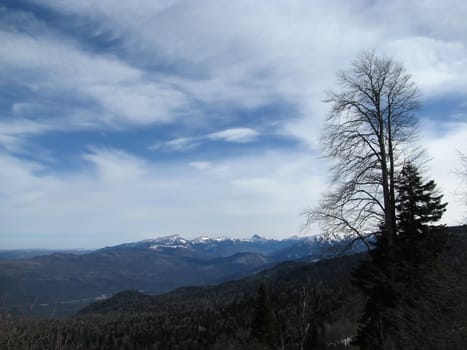 High mountains; snow peaks; caucasus; the Main Caucasian ridge