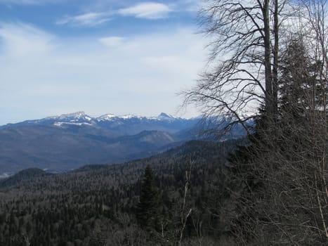 High mountains; snow peaks; caucasus; the Main Caucasian ridge