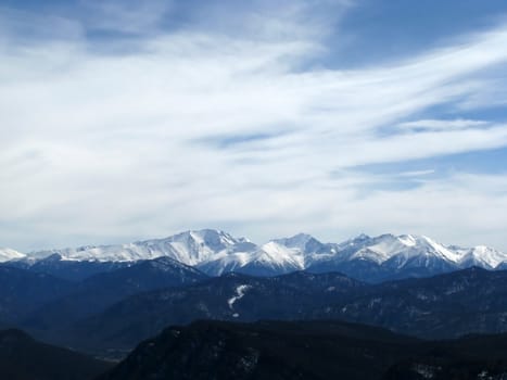 High mountains; snow peaks; caucasus; the Main Caucasian ridge