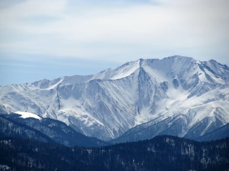 High mountains; snow peaks; caucasus; the Main Caucasian ridge