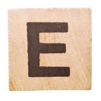 Block with Letter E isolated on white background