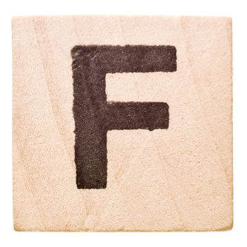 Block with Letter F isolated on white background