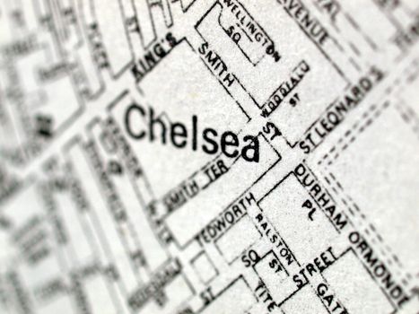 Detail of an old London map of Chelsea