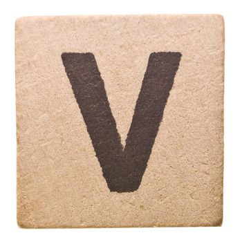 Block with Letter V isolated on white background