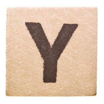 Block with Letter Y isolated on white background