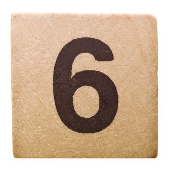 Block with Number six isolated on white background