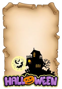 Parchment with Halloween theme 2 - color illustration.