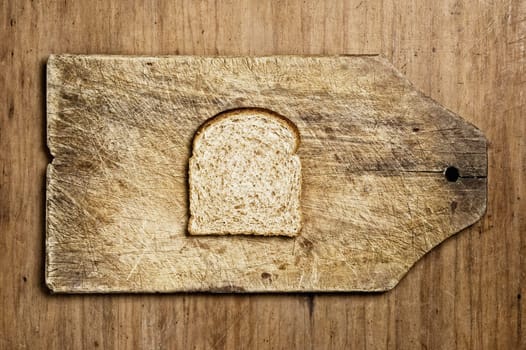 Slice of wholemeal bread on a table.