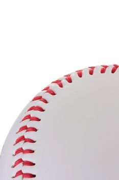 A white baseball with red stitching. Add your text to the background.