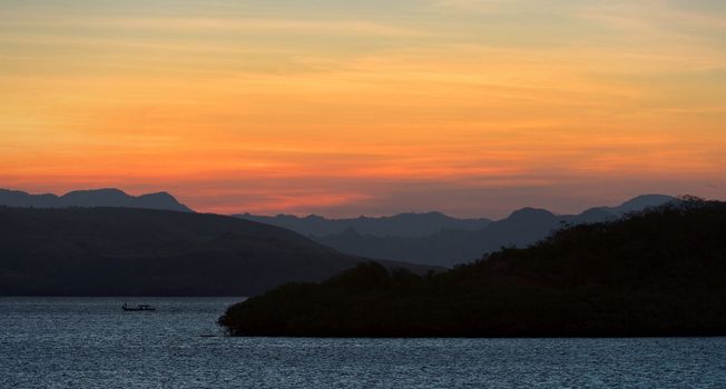 Komodo Islands./ The sun has left for horizon.