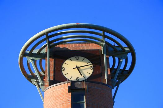 Close up of a clock tower.
