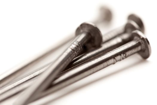 Construction Nails Isolated on a White Background.