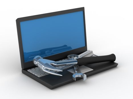 Computer technical service. Isolated 3D image