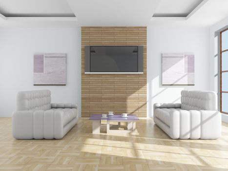 Interior of a living room. 3D image.